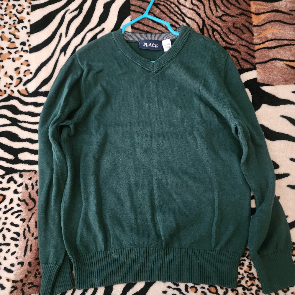 Place Boy's Forest Green V-Neck Sweater Size 5/6